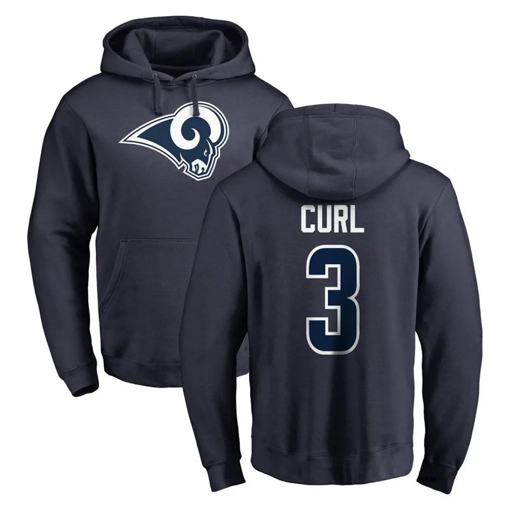 LA.Rams #3 Kam Curl Player Navy Pullover Hoodie Limited Game BALCE Stitched Jerseys