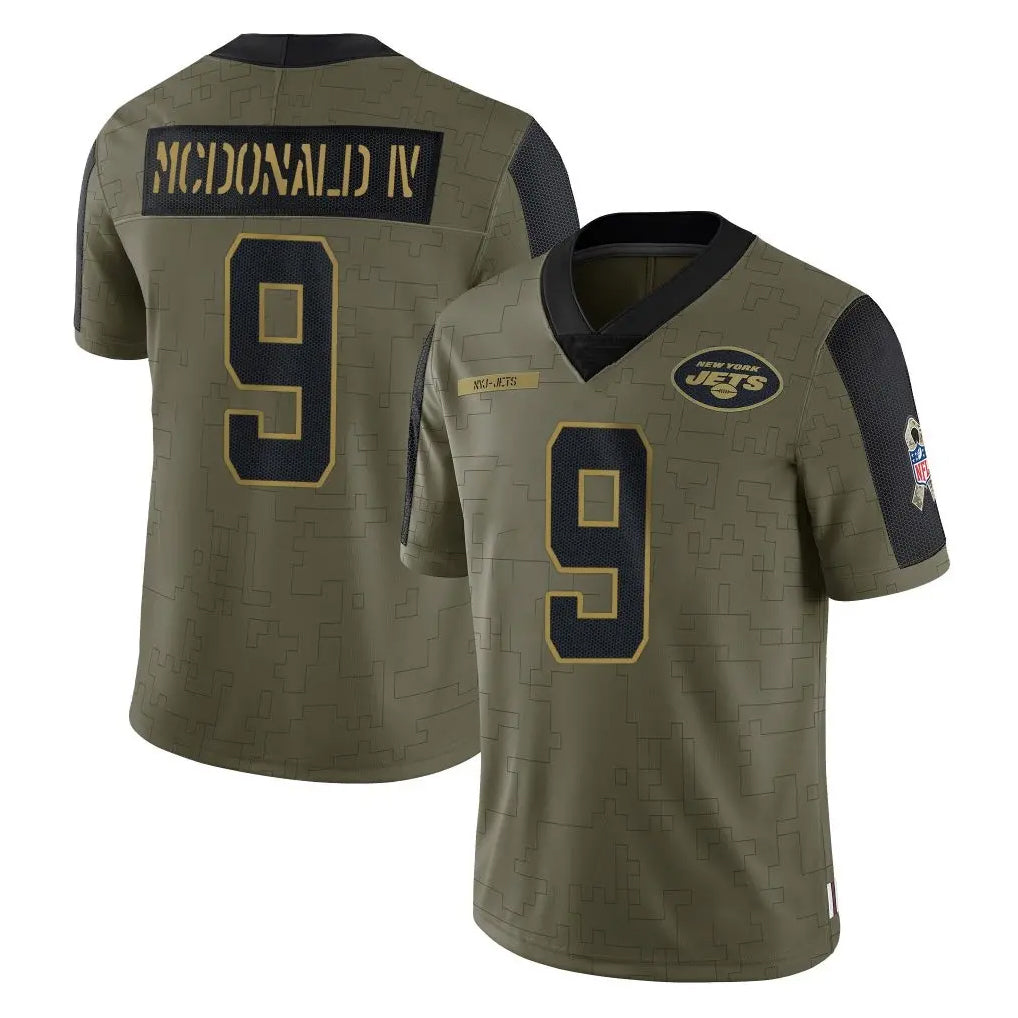 NY.Jets #9 Will McDonald IV Player Olive Salute To Service Limited Game BALCE Stitched Jerseys