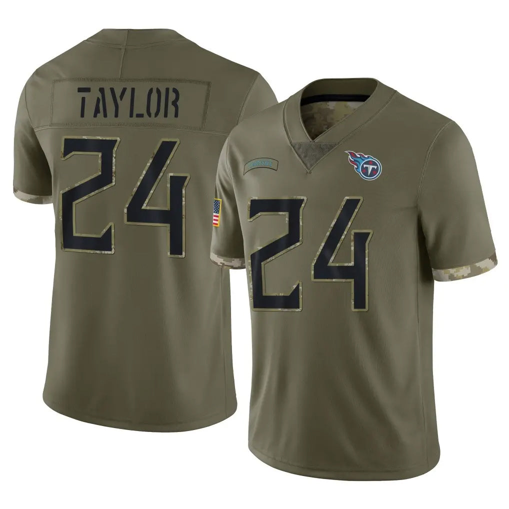 T.Titans #24 Alontae Taylor Player Olive Limited Salute to Service Home Game BALCE Stitched Jerseys