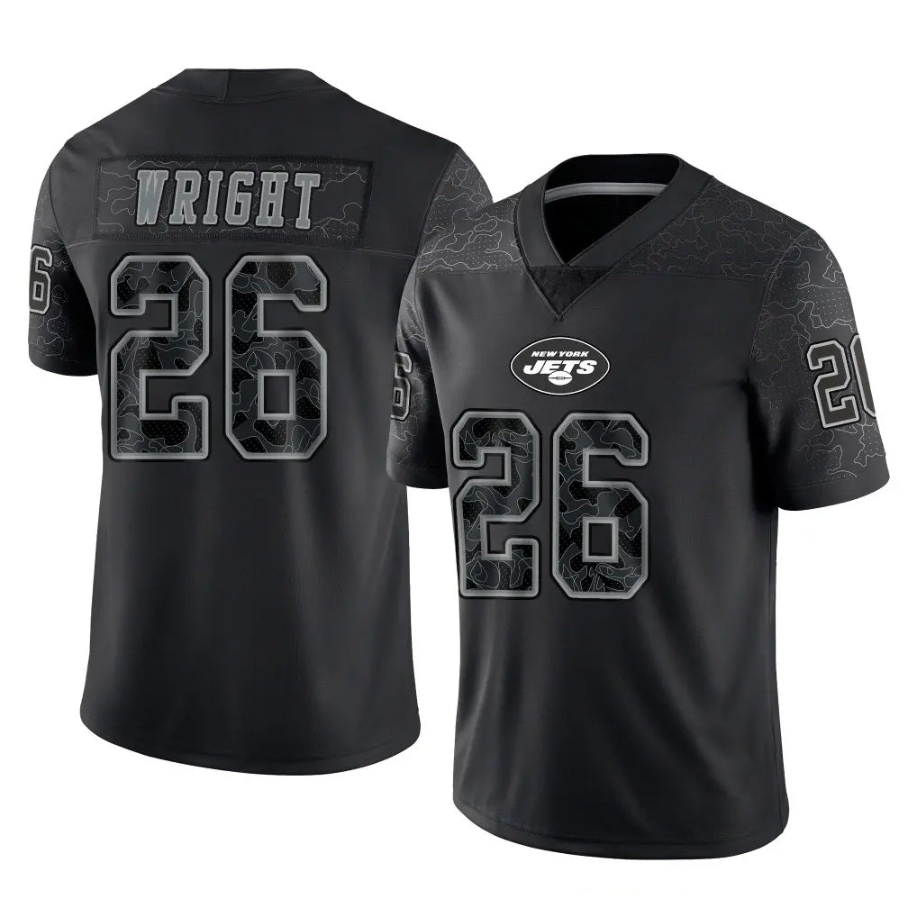NY.Jets #26 Nahshon Wright Player Stealth Black Limited Reflective Home Game BALCE Stitched Jerseys