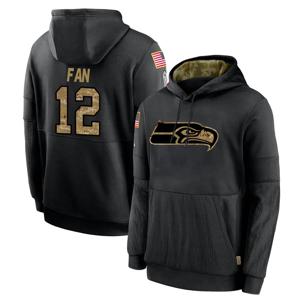 S.Seahawks #12 12th Fan Player Black Salute to Service Hoodies Limited Game BALCE Stitched Jerseys