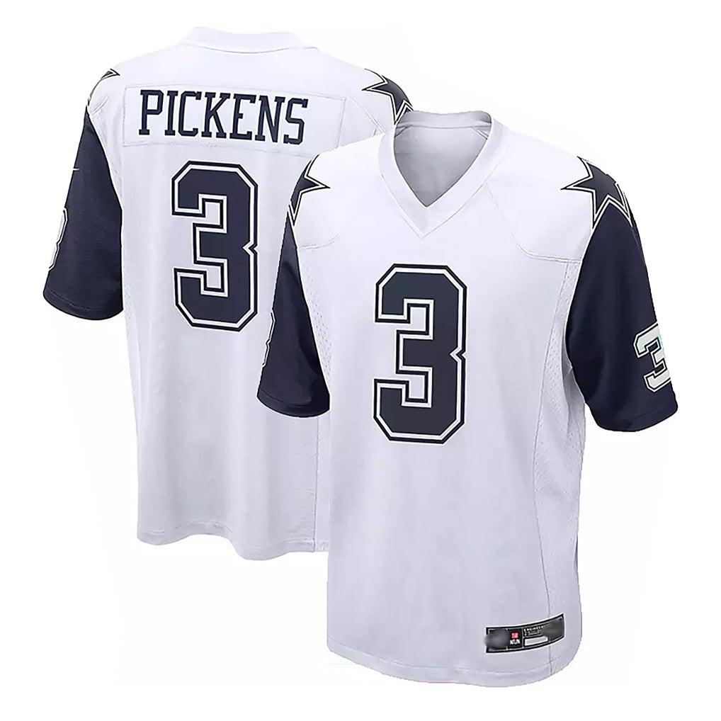 D.Cowboys #3 George Pickens Player White-Navy Home Game BALCE Stitched Jerseys