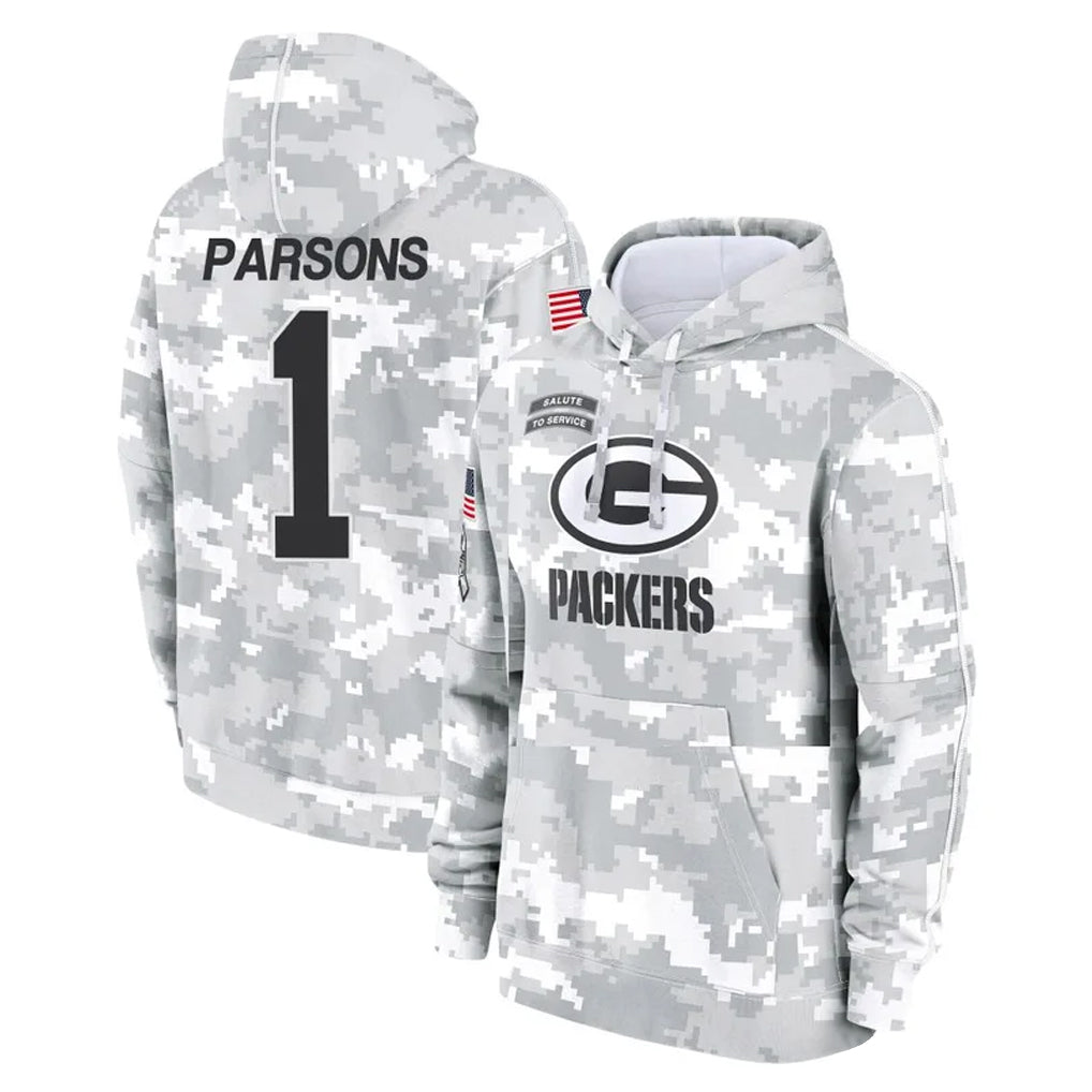 GB.Packers #1 Micah Parsons Player Arctic Camo Salute to Service Hoodies Limited Game BALCE Stitched Jerseys