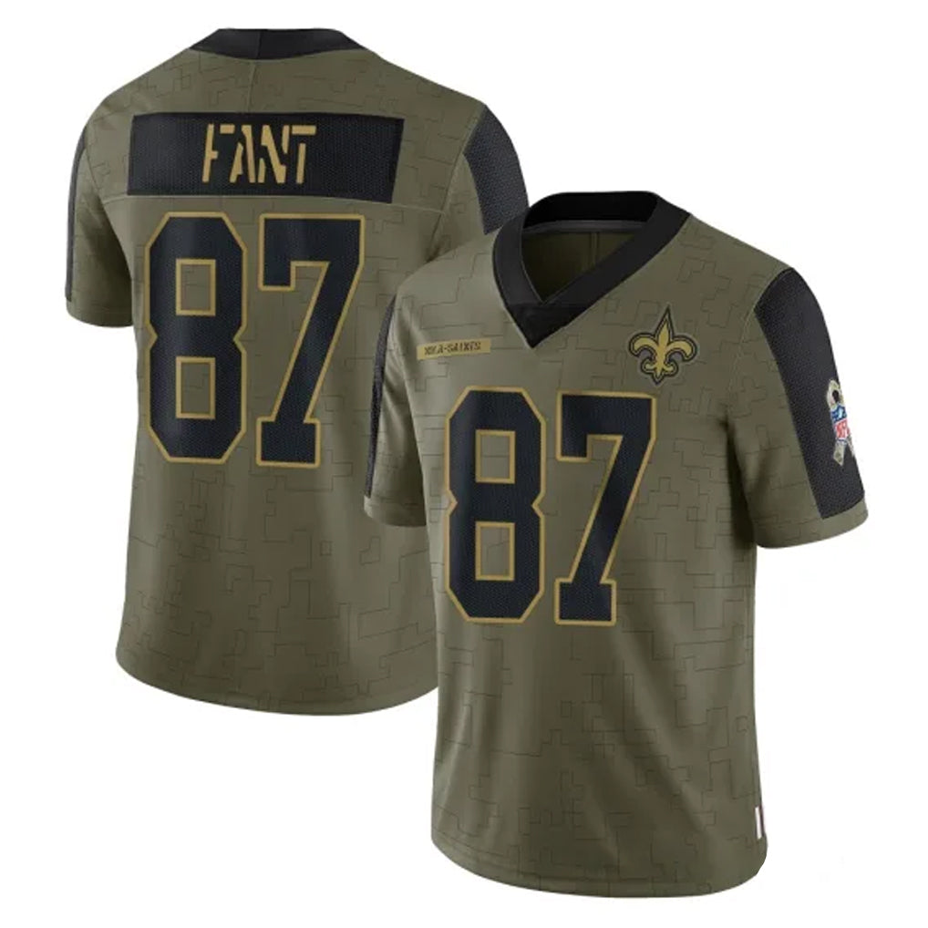 NO.Saints #87 Noah Fant Player Olive Salute To Service Limited Game BALCE Stitched Jerseys