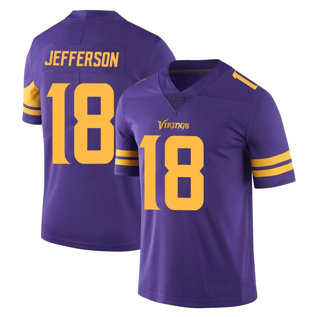 M.Vikings #18 Justin Jefferson Player Purple Limited Color Rush Home Game BALCE Stitched Jerseys