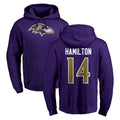 B.Ravens #14 Kyle Hamilton Player Purple Salute to Service Pullover Hoodie BALCE Stitched Jerseys