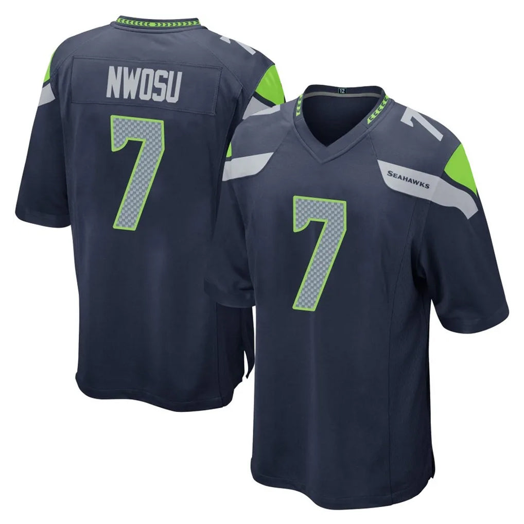 S.Seahawks #7 Uchenna Nwosu Player Navy Home Game BALCE Stitched Jerseys