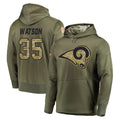 LA.Rams #35 Jaylen Watson Player Olive Salute to Service Pullover Hoodies Home Game BALCE Stitched Jerseys