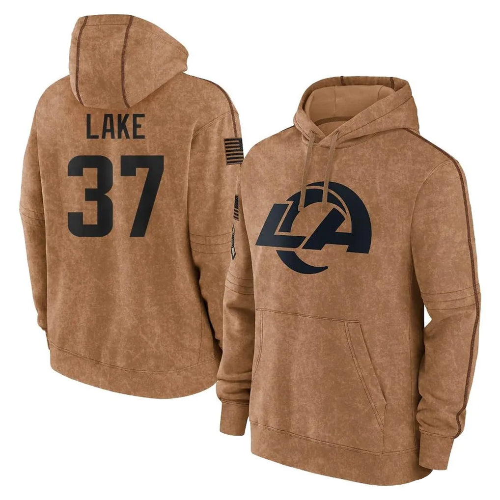 LA.Rams #37 Quentin Lake Player Brown Salute to Service Hoodies Limited Game BALCE Stitched Jerseys