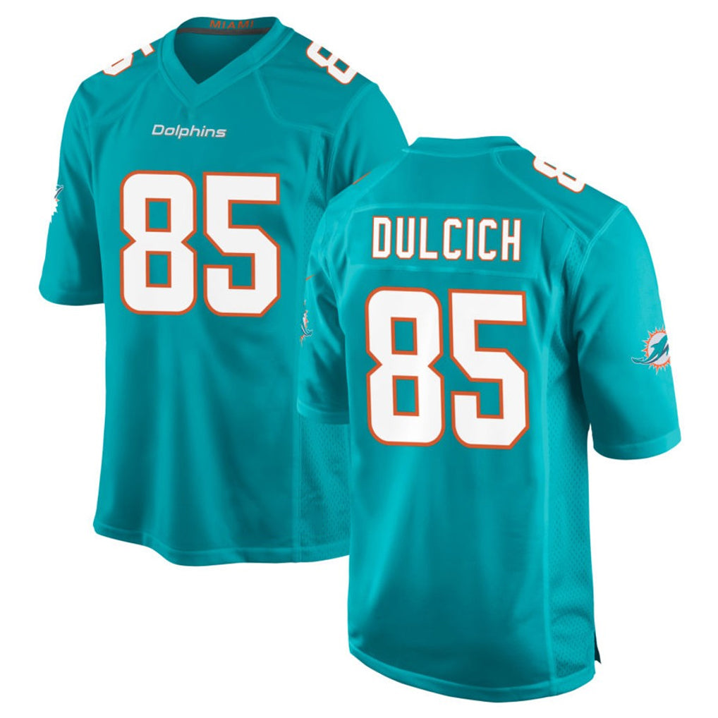 M.Dolphins #85 Greg Dulcich Player Aqua Home Game BALCE Stitched Jerseys
