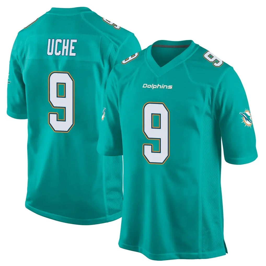 M.Dolphins #9 Joshua Uche Player Aqua Team Color Home Game BALCE Stitched Jerseys