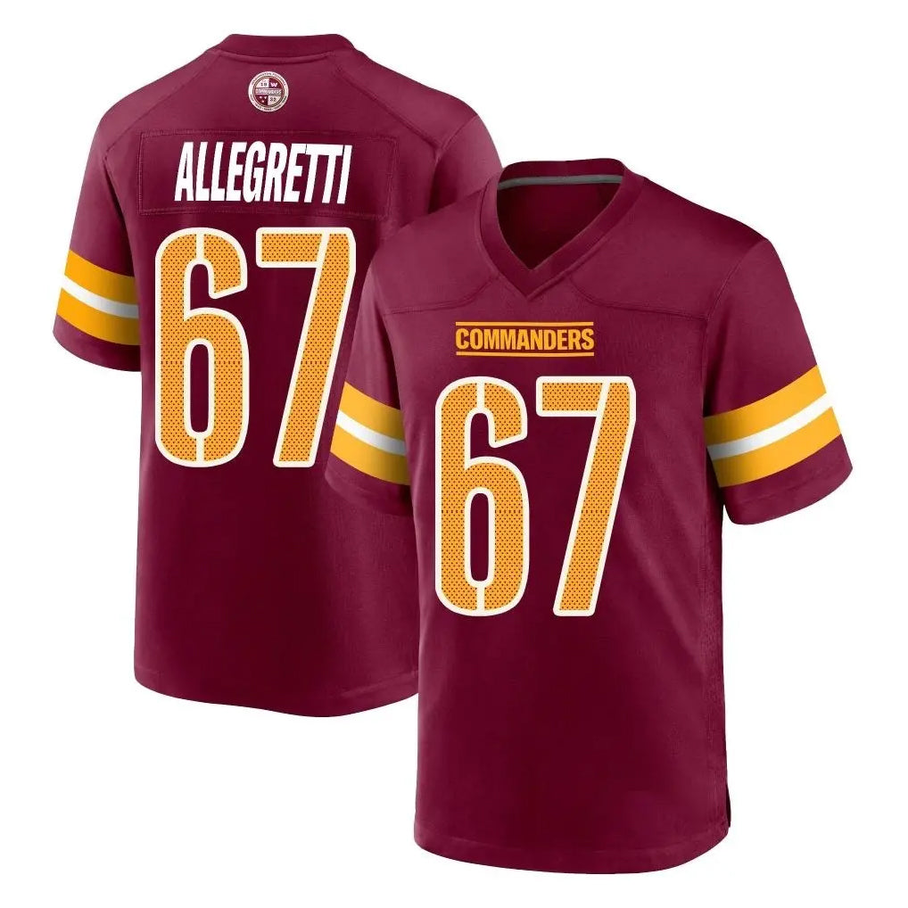 W.Commanders #67 Nick Allegretti Player Burgundy Home Game BALCE Stitched Jerseys