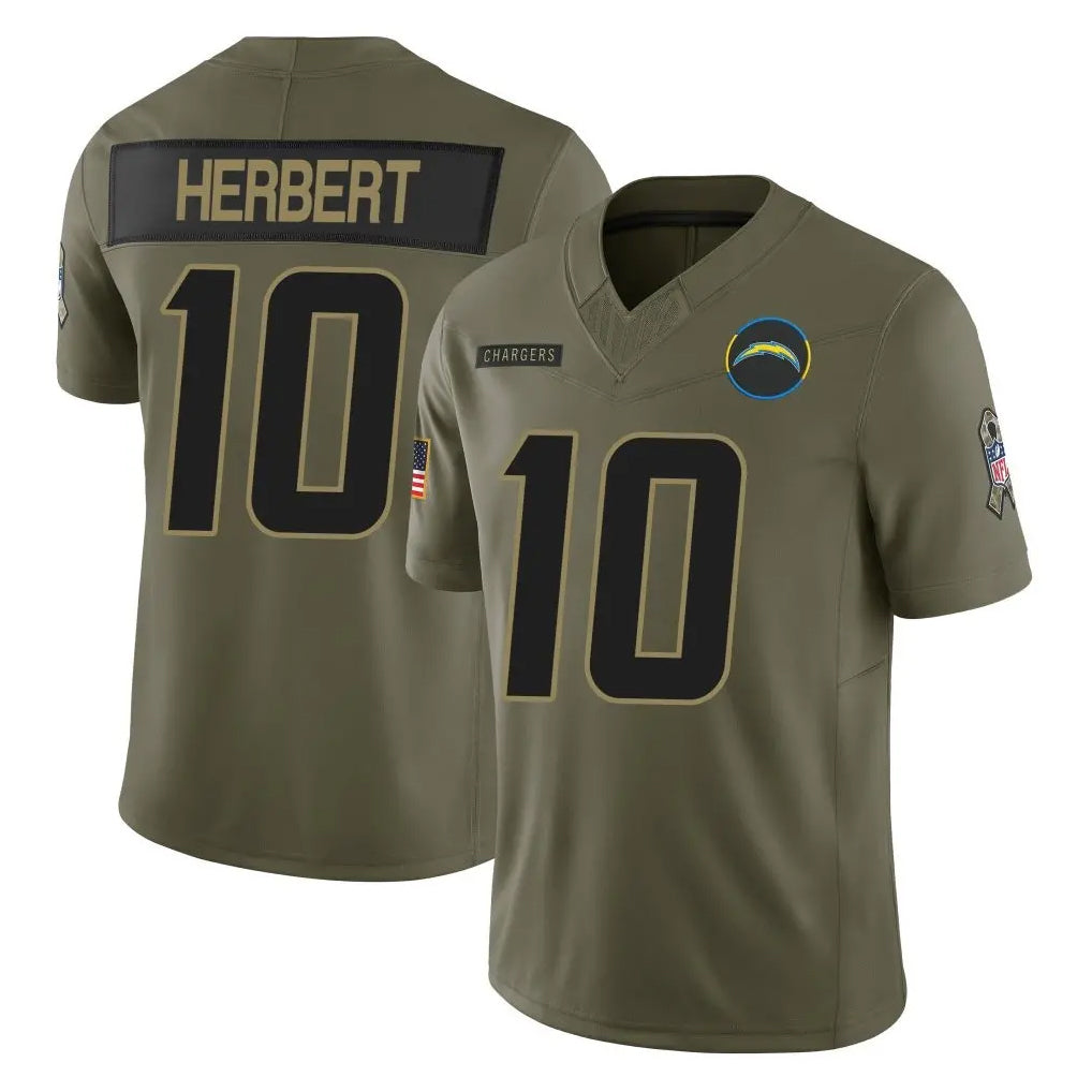 LA.Chargers #10 Justin Herbert Player Olive 2025 Salute To Service Limited Game BALCE Stitched Jerseys
