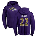 B.Ravens #22 Derrick Henry Player Purple Salute to Service Pullover Hoodie BALCE Stitched Jerseys