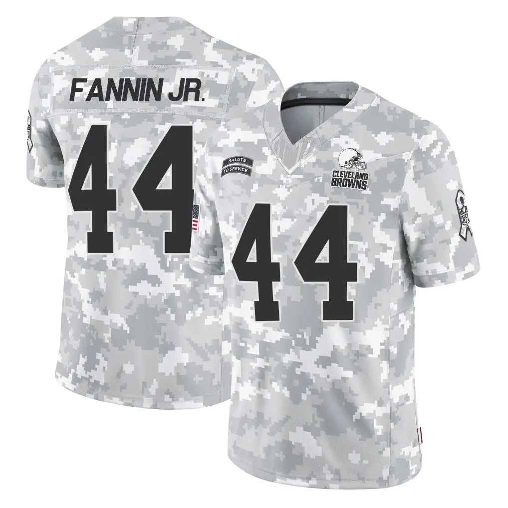 C.Browns #44 Harold Fannin Jr. Player Arctic Camo Salute to Service Limited Home Game BALCE Stitched Jerseys
