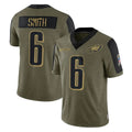 P.Eagles #6 DeVonta Smith Player Olive Salute To Service Limited Game BALCE Stitched Jerseys