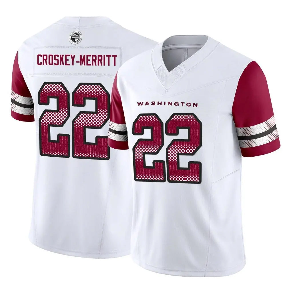 W.Commanders #22 Jacory Croskey-Merritt Player White Vapor F.U.S.E. Limited Home Game BALCE Stitched Jerseys