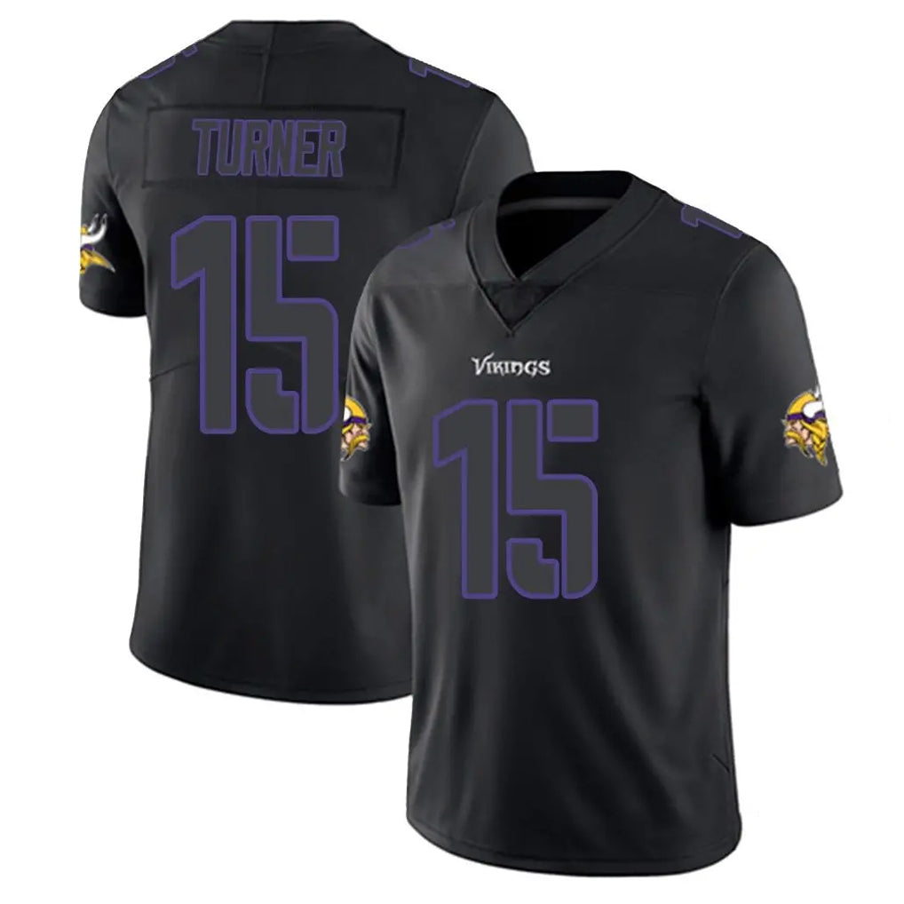 M.Vikings #15 Dallas Turner Player Black Impact LImited Home Game BALCE Stitched Jerseys