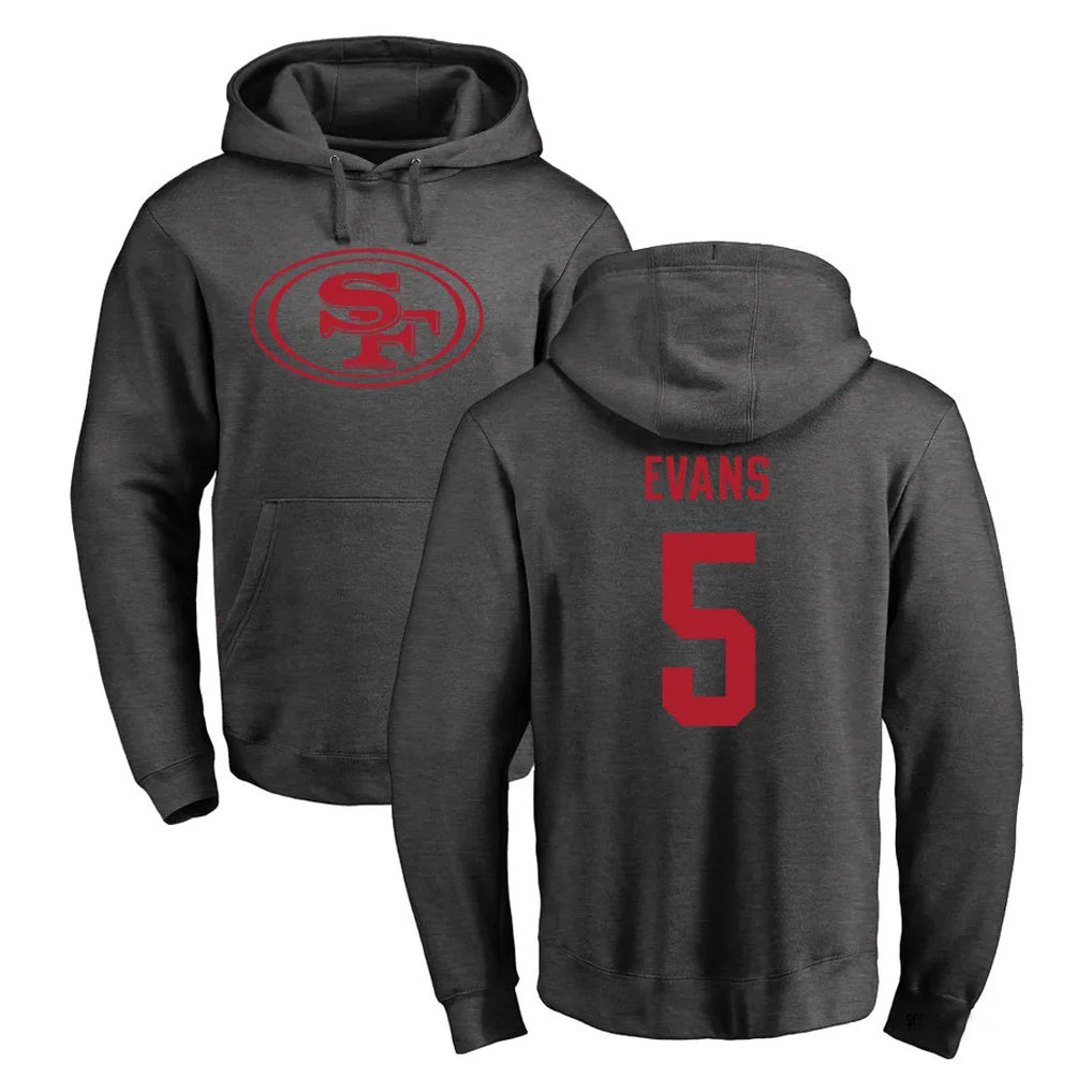 SF.49ers #5 Mike Evans Player Anthracite Pullover Hoodies Home Game BALCE Stitched Jerseys