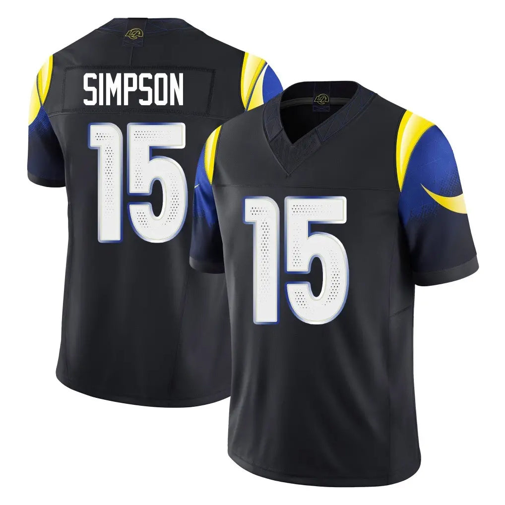 LA.Rams #15 Ty Simpson Player Black Midnight Rivalries Collection Limited Home Game BALCE Stitched Jerseys