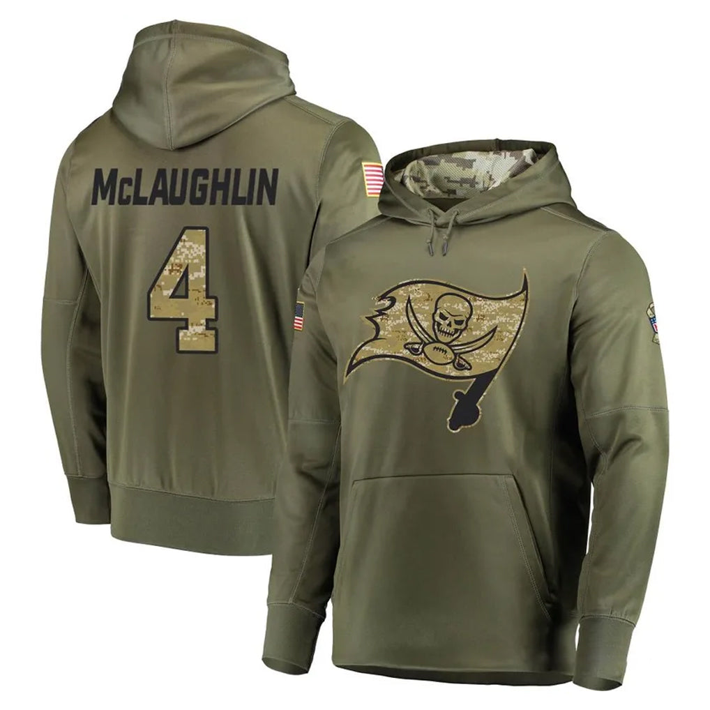 TB.Buccaneers #4 Chase McLaughlin Player Olive Salute to Service Pullover Hoodie Home Game BALCE Stitched Jerseys
