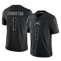 LA.Chargers #1 Quentin Johnston Player Black Limited Reflective Home Game BALCE Stitched Jerseys