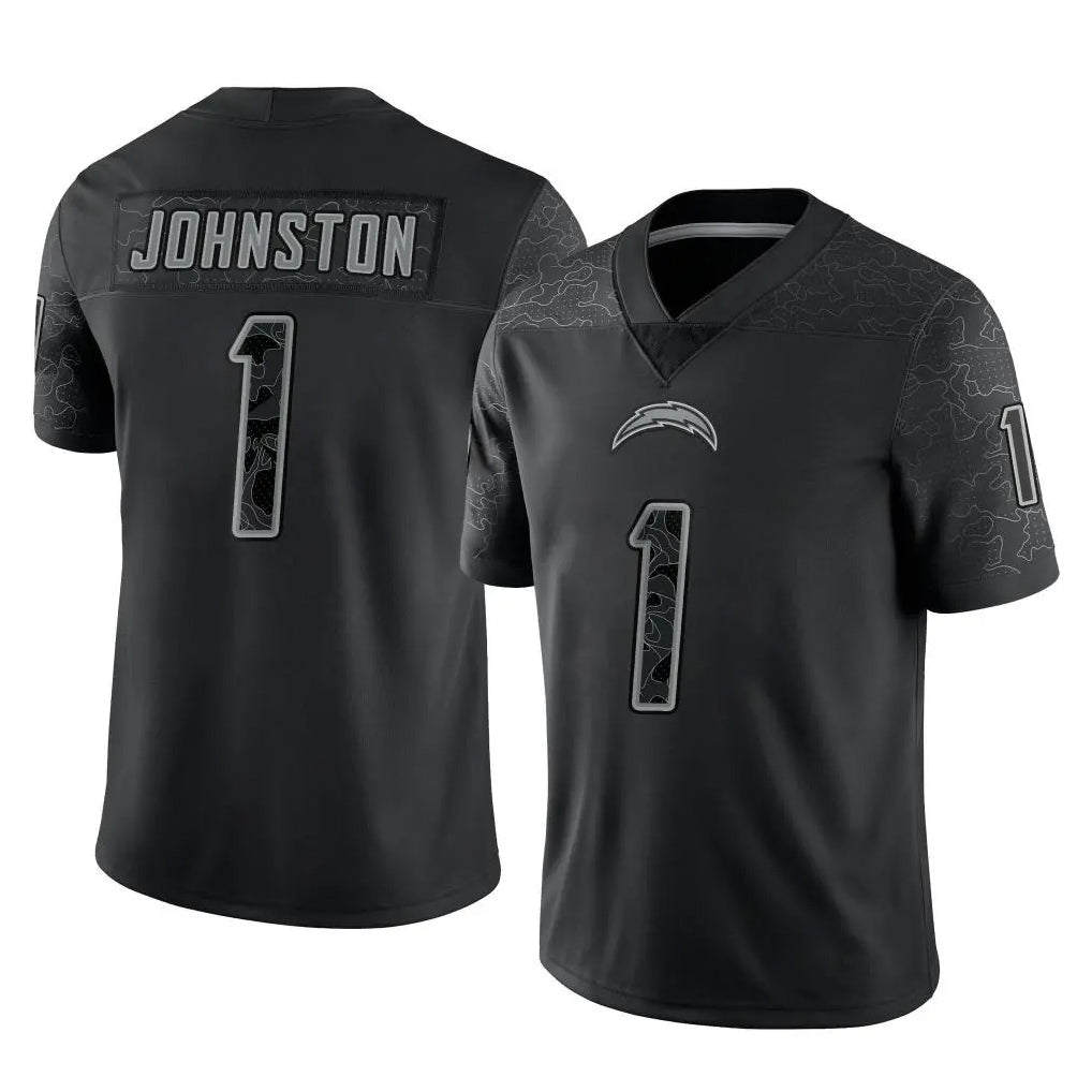 LA.Chargers #1 Quentin Johnston Player Black Limited Reflective Home Game BALCE Stitched Jerseys