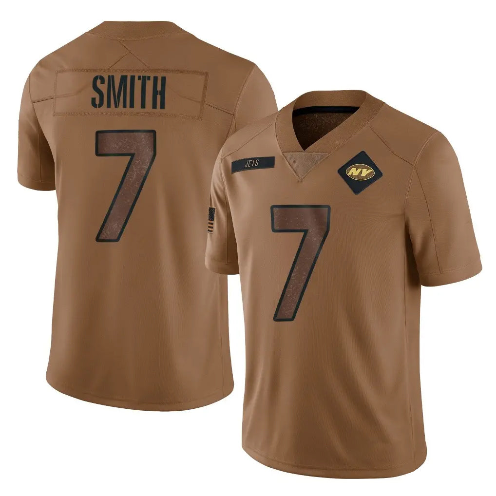 NY.Jets #7 Geno Smith Player Brown Salute To Service Limited BALCE Stitched Jerseys