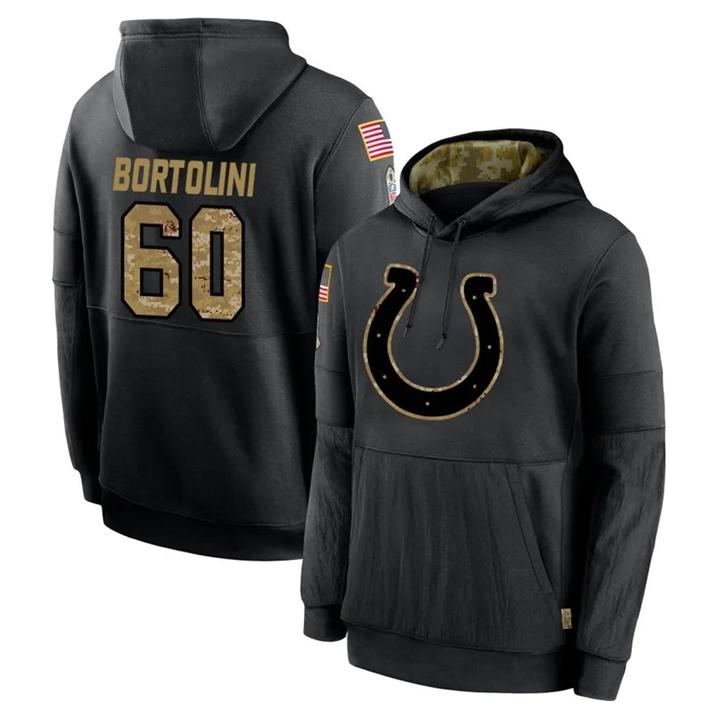 IN.Colts #60 Tanor Bortolini Player Black Salute to Service Hoodies Limited Game BALCE Stitched Jerseys