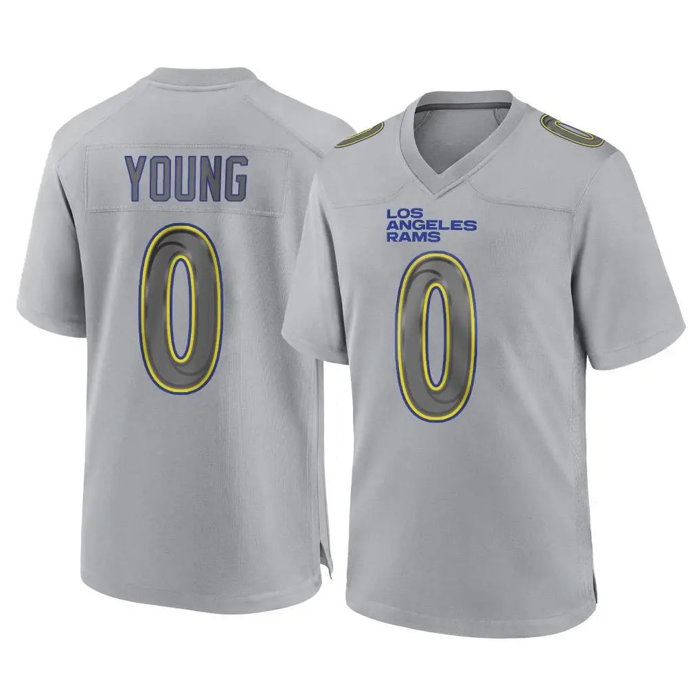 LA.Rams #0 Byron Young Player Gray Atmosphere Fashion Home Game BALCE Stitched Jerseys