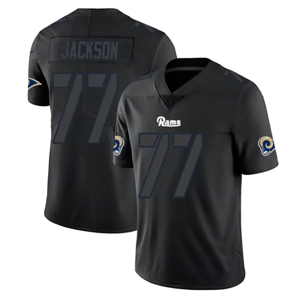 LA.Rams #77 Alaric Jackson Player Black Impact Limited Home Game BALCE Stitched Jerseys