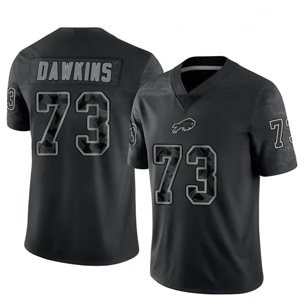 B.Bills #73 Dion Dawkins Player Black RFLCTV Limited BALCE Stitched Jerseys