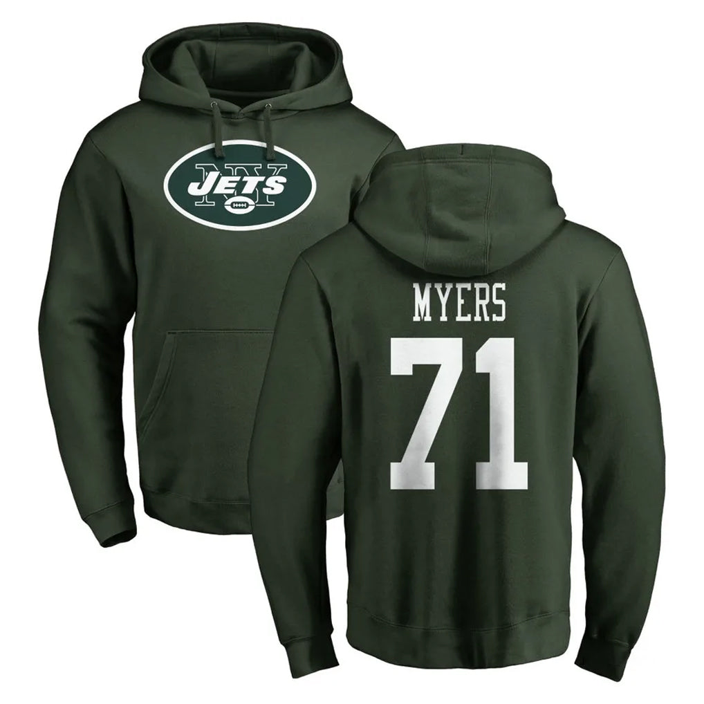 NY.Jets #71 Josh Myers Player Green LOGO Pullover Hoodies Limited Game BALCE Stitched Jerseys