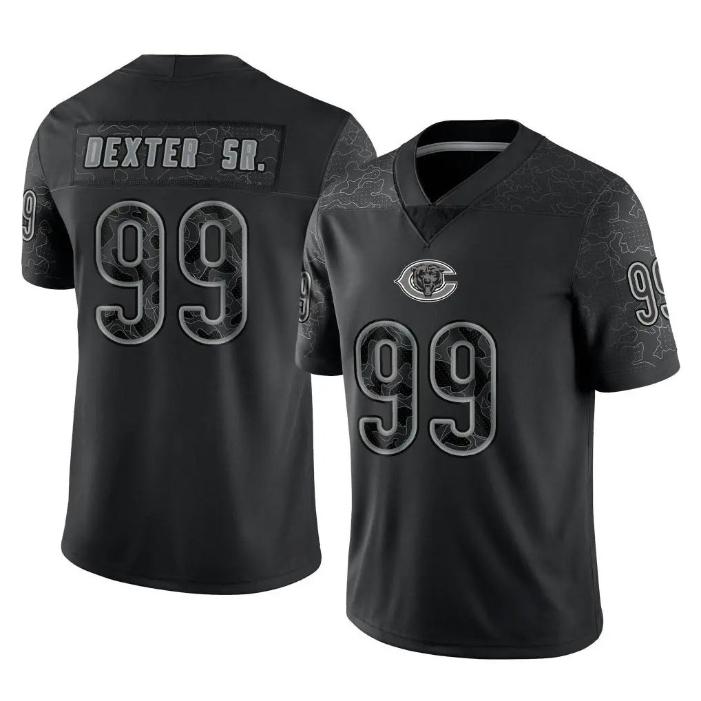 C.Bears #99 Gervon Dexter Sr. Player Black REFLECTIVE Limited Game BALCE Stitched Jerseys
