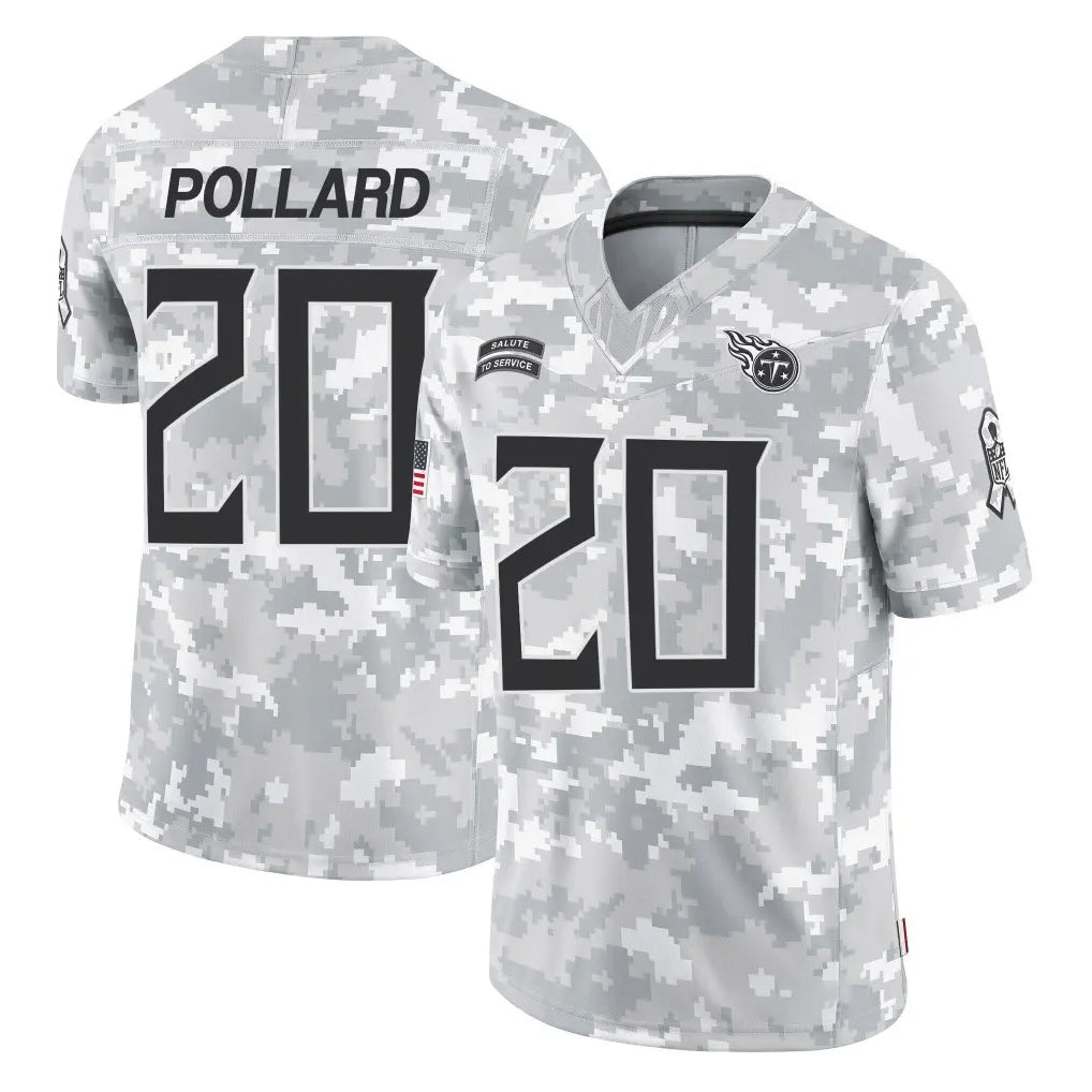T.Titans #20 Tony Pollard Player Arctic Camo Limited Salute to Service Home Game BALCE Stitched Jerseys