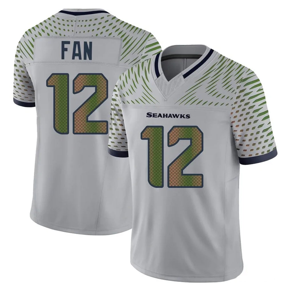 S.Seahawks #12 12th Fan Player Grey Limited 2025 Rivalries Collection Home Game BALCE Stitched Jerseys