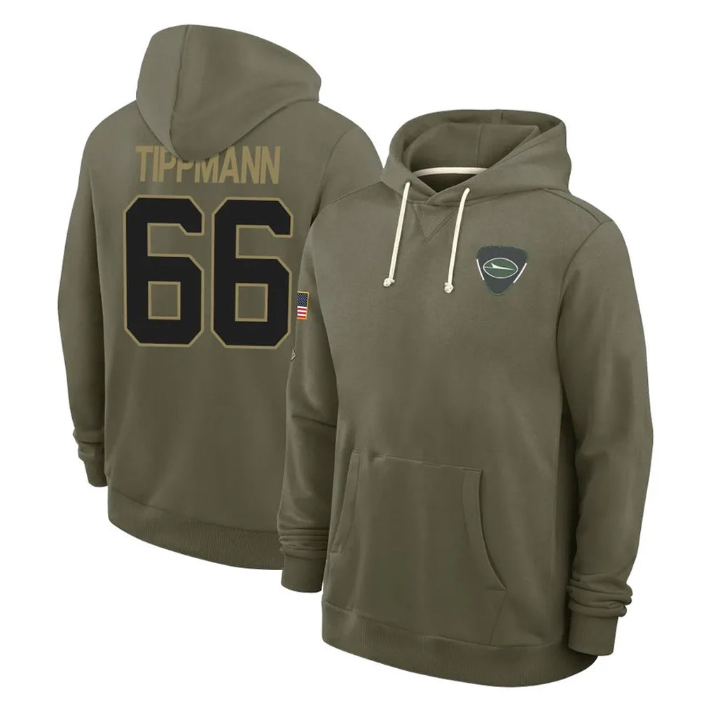 NY.Jets #66 Joe Tippmann Player Olive Salute to Service Pullover Hoodies Limited BALCE Stitched Jerseys