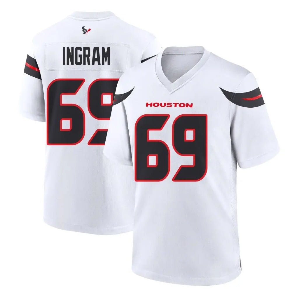 H.Texans #69 Ed Ingram Player White Home Game BALCE Stitched Jerseys