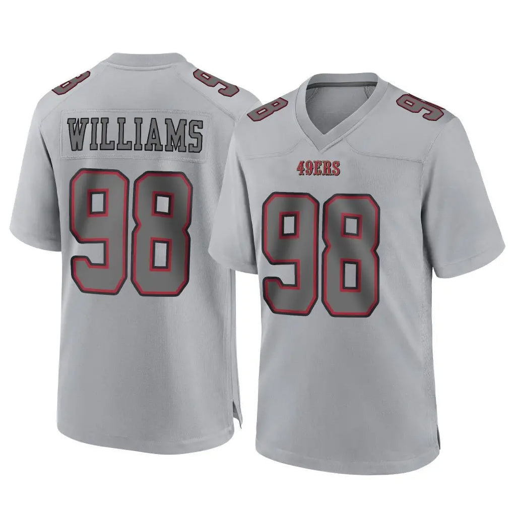 SF.49ers #98 Mykel Williams Player Gray Atmosphere Fashion Home Game BALCE Stitched Jerseys