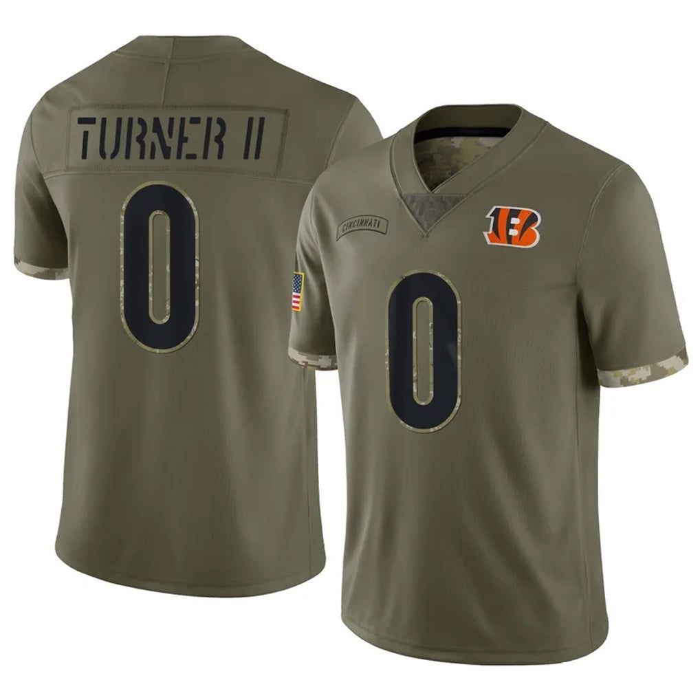 C.Bengals #0 DJ Turner II Player Olive Salute to Service Limited Game BALCE Stitched Jerseys