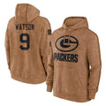 GB.Packers #9 Christian Watson Player Brown Salute to Service Hoodies Limited Game BALCE Stitched Jerseys