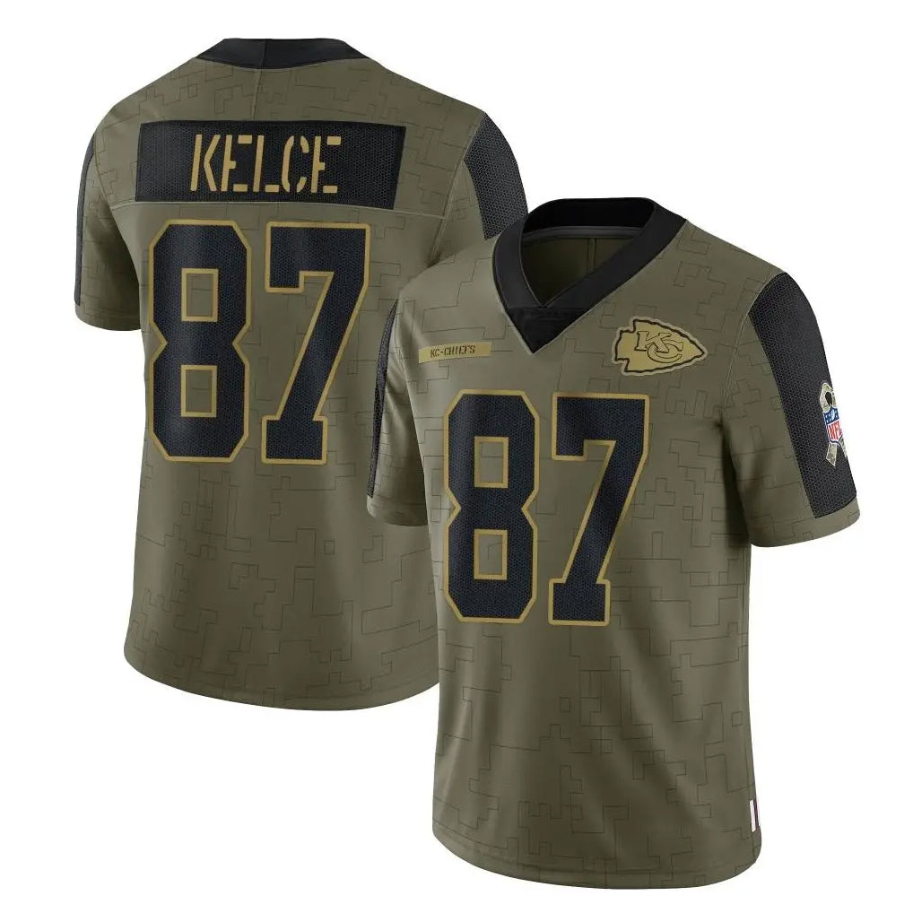KC.Chiefs #87 Travis Kelce Player Olive Salute To Service Limited Game BALCE Stitched Jerseys