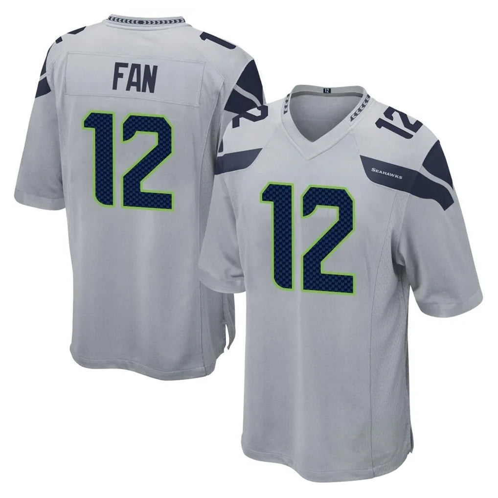 S.Seahawks #12 12th Fan Player Gray Home Game BALCE Stitched Jerseys
