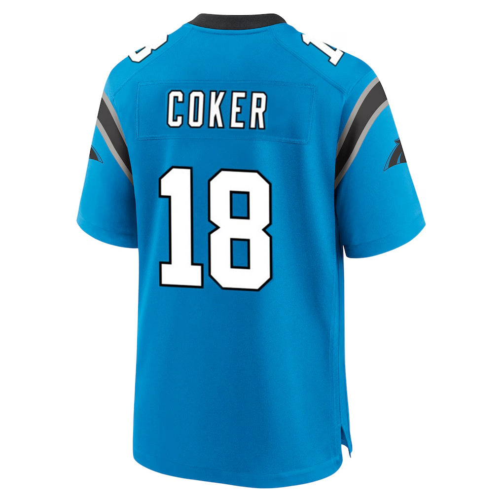 C.Panthers #18 Jalen Coker Player Blue Home Game BALCE Stitched Jerseys