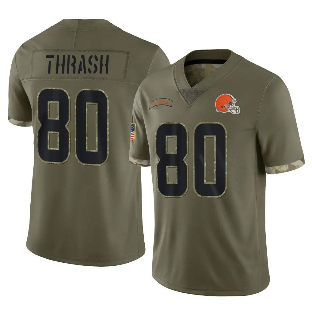 C.Browns #80 Jamari Thrash Player Olive Salute to Service Limited Game BALCE Stitched Jerseys