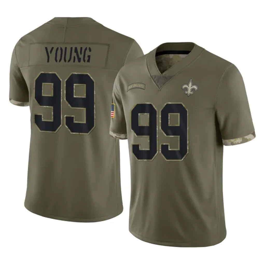 NO.Saints #99 Chase Young Player Olive Salute To Service Limited BALCE Stitched Jerseys