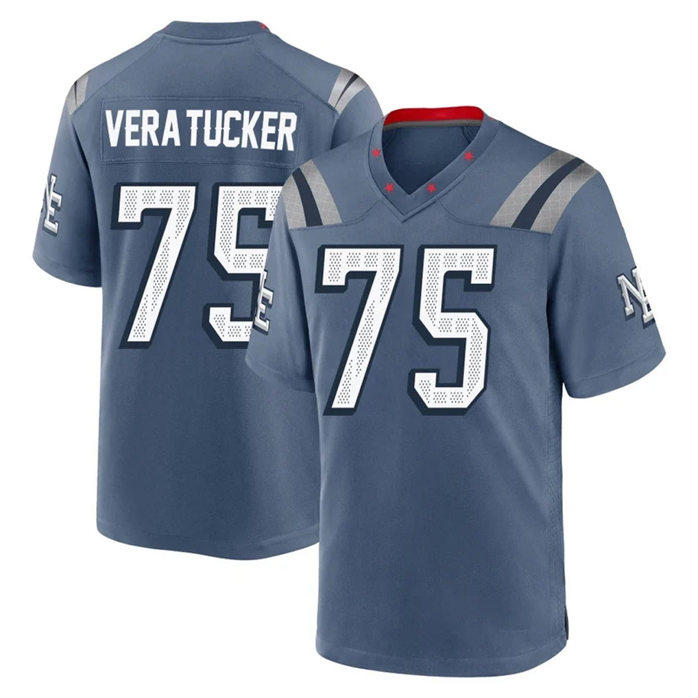 NE.Patriots #75 Alijah Vera-Tucker Player Blue Rivalries Collection Home Game BALCE Stitched Jerseys