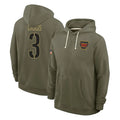 W.Commanders #3 Stefon Diggs Player Olive Salute to Service Pullover Hoodies Limited Home BALCE Stitched Jerseys