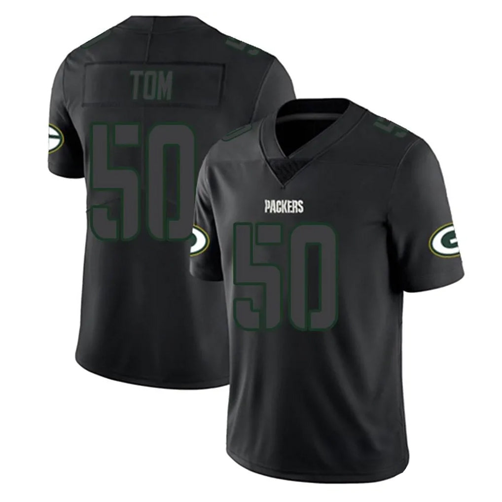 GB.Packers #50 Zach Tom Player Black Impact Limited Home Game BALCE Stitched Jerseys
