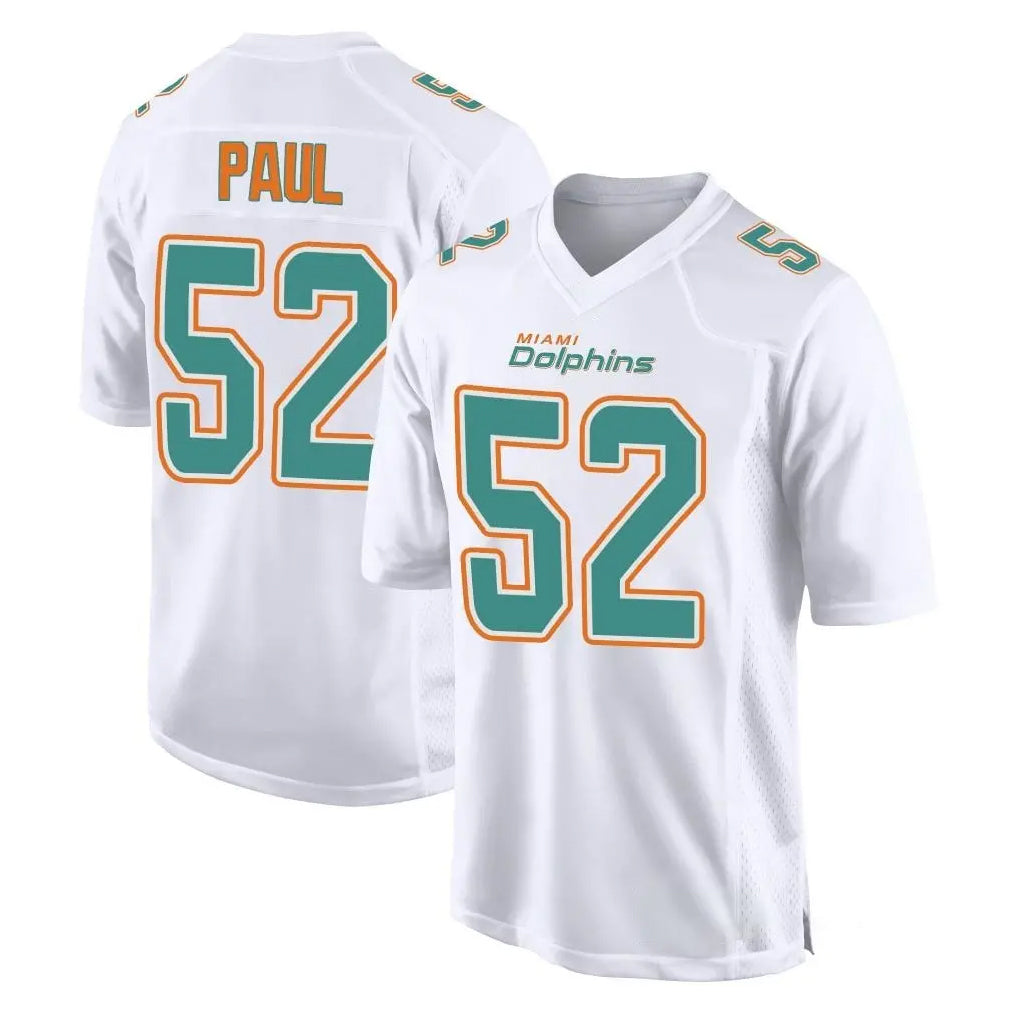M.Dolphins #52 Patrick Paul Player White Fashion Home Game BALCE Stitched Jerseys
